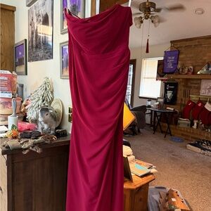 Azazie Strapless Fuchsia Dress